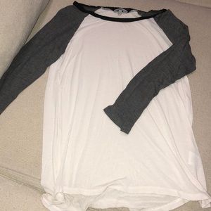 Grey and white baseball tee